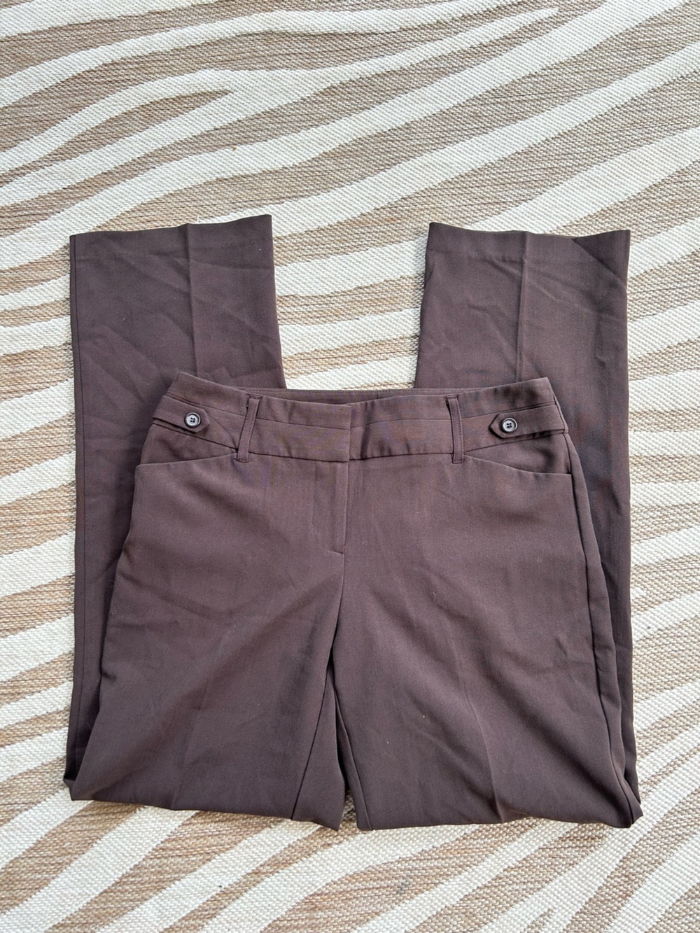 Cato Dark Brown Dress Pants with side button detail - Size 8